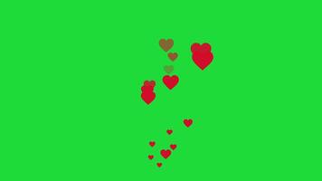 Social media red hearts love icon graphic high engagement concept green screen video