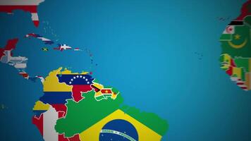 Venezuela con bandiera nazione nazione schema mondo carta geografica movimento grafica animazione video