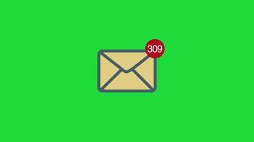 Mail envelope number counter animation green screen background video