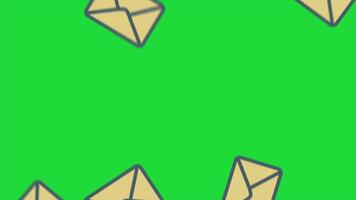 Mail envelopes falling motion graphics animation green screen video