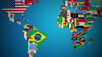 Brazil with flag country nation outline world map motion graphics animation video