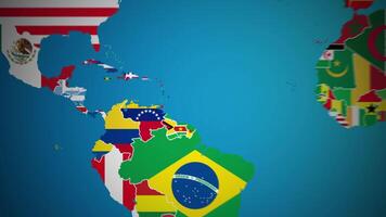 Colombia with flag country nation outline world map motion graphics animation video