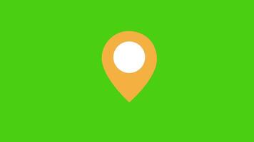 Yellow map location pin symbol motion graphic 2d animation green screen video