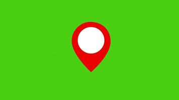 Red map location pin symbol motion graphic 2d animation green screen video