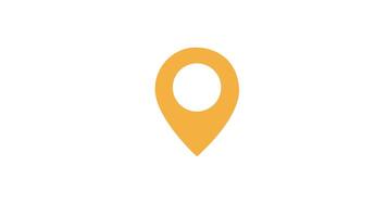 Yellow map location pin symbol motion graphic 2d animation video