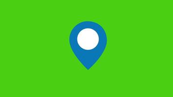 Blue map location pin symbol motion graphic 2d animation green screen video