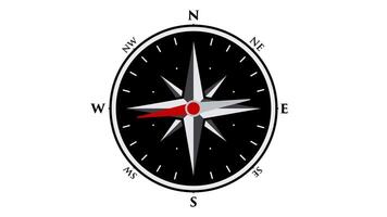 kompass indikator norr rörelse grafik animering vit bakgrund video
