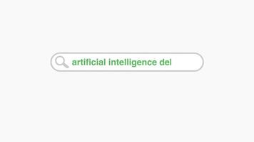 Artificial intelligence definition typing on web digital search bar 2d animation video