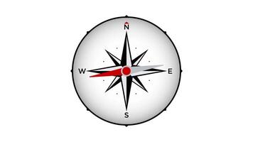 Compass motion graphic animation pointing north white background video