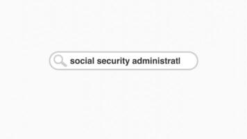 Social security administration typing on internet web digital page search bar video