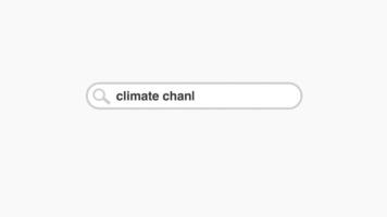 Climate change typing on web digital search bar animation video