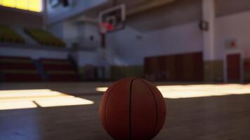 baloncesto descansando en gimnasio piso video