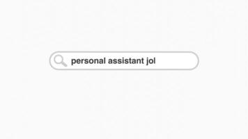 personlig assistent jobb skriver på internet webb digital sida Sök bar video
