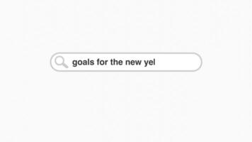 Goals for the new year typing on internet web digital page search bar video