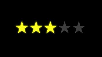 Three star rating customer reviews feedback concept black background video
