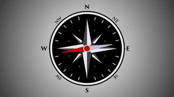 kompas indicator noorden beweging grafiek animatie grijs achtergrond video