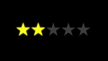 Two star rating customer reviews feedback concept black background video