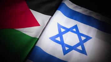 Dynamic turn of Palestine and Israel flags with vignette video