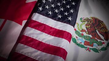 Dynamic turn of Canada, the United States and Mexico national flags video