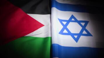 Rack focus of Palestine and Israel flags with vignette video