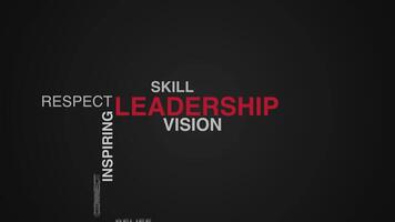 Leadership wordcloud black background animation video