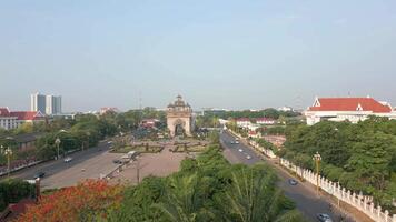 antenn se av de stad Centrum vientiane, de huvudstad av laos video