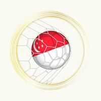 Singapore scoring goal, abstract football symbol with illustration of Singapore ball in soccer net. vector