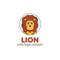 logo animal lion cute cartoon illustration. animal logo concept .flat style concept illustration cute vector