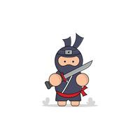 linda dibujos animados ninja espada icono ilustración. Reino concepto ilustración prima dibujos animados, plano estilo dibujos animados vector