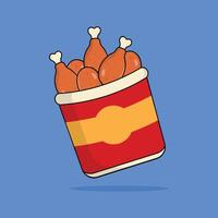 icon fried chichken delicious fast food and drink illustration concept.premium illustration vector