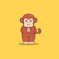 cute animal monkey cartoon icon illustration.animal icon illustration. flat style concept cute vector