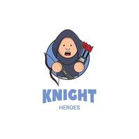 cute mascot logo archer with arrow. knight concept illustration mascot logo character vector