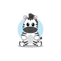 cute zebra cartoon icon illustration.animal icon illustration. flat style concept cute vector