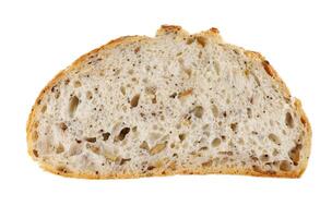 A piece of bread isolated on a white background. Art bread. photo