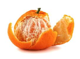 Several ripe tangerines isolated on a white background. Organic tangerine . Mandarin photo