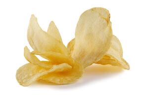 Potato chips isolated on white background. photo