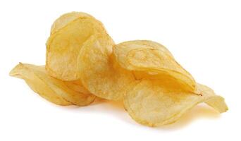 Isolated chips. Group of potato chips isolated on white background with clipping path photo