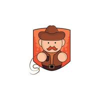 cute cartoon cowboy with rope icon illustration. kingdom concept illustration premium cartoon,flat style cartoon vector