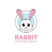 logo rabbit cute cartoon illustration. animal logo concept .flat style concept illustration cute vector