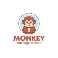 logo animal monkey cute cartoon illustration. animal logo concept .flat style concept illustration cute vector