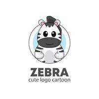 logo zebra cute cartoon illustration. animal logo concept .flat style concept illustration cute vector