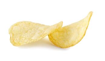 Potato chips isolated on white background. photo