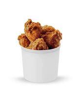 Bucket With Chicken Tenders on white background photo