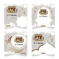 Islamic theme promotional banner, super sale discount. vector