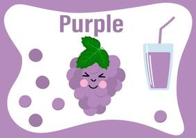 Cards with color. Learning colors for children. Learning about colors worksheet. Cute fruits and berries.. vector