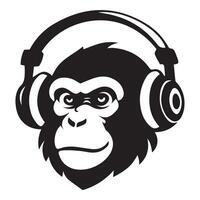 Wild Beats Ferocious Monkey with Headphones Icon vector