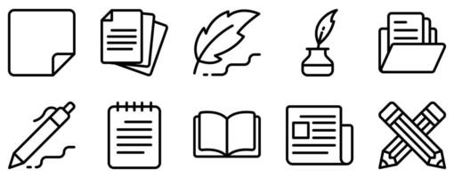 Complete Set of Copywriting Icons in Line Style vector