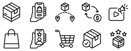 Extensive E-Commerce Icon Set in Line Style vector