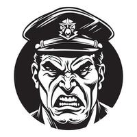 Disciplined Fury Representation of the Angry Military Officer Emblem vector