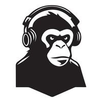 Jungle Groove Illustration of a Ferocious Monkey Wearing Headphones vector